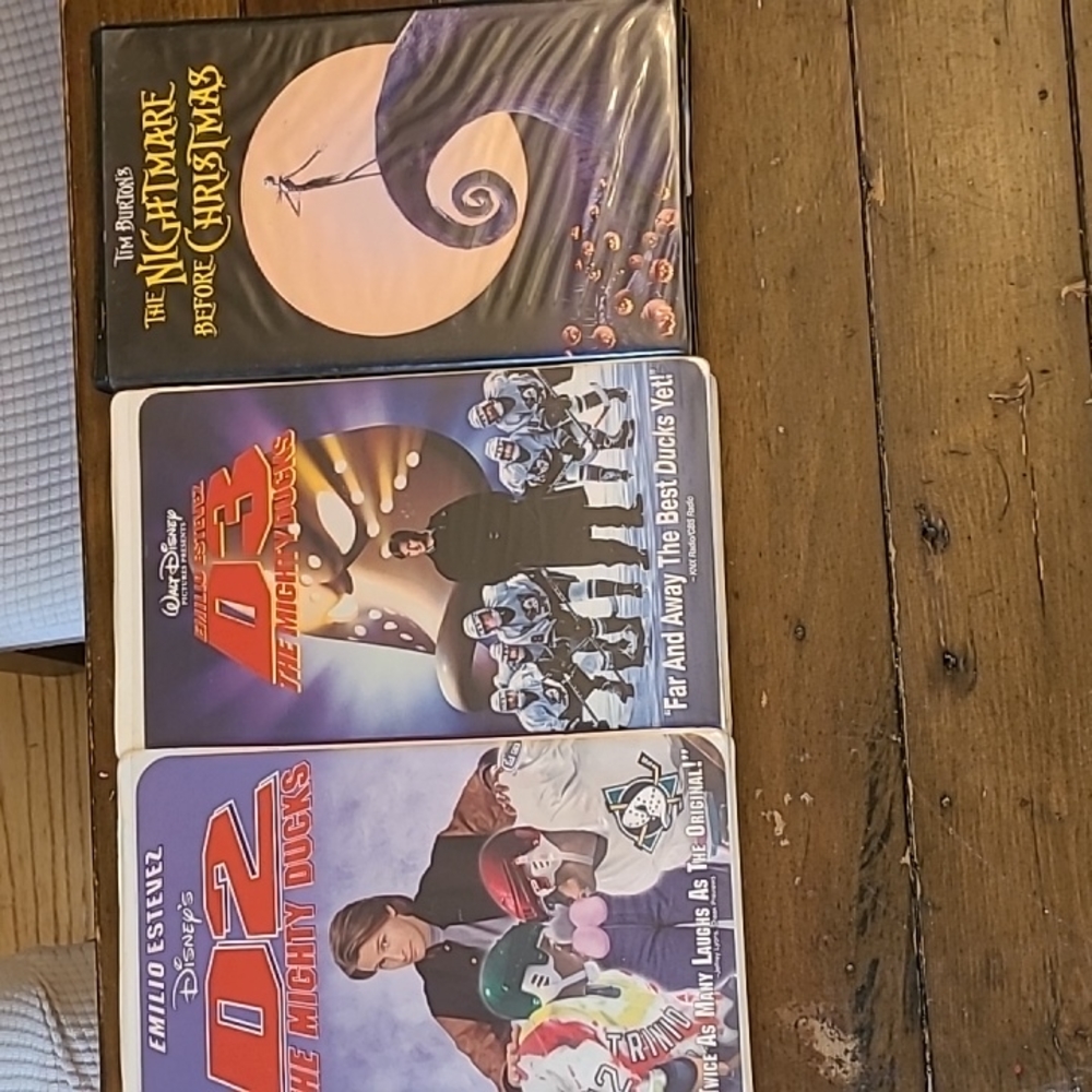 Vhs movies D2, D3 and the nightmare before xmas
